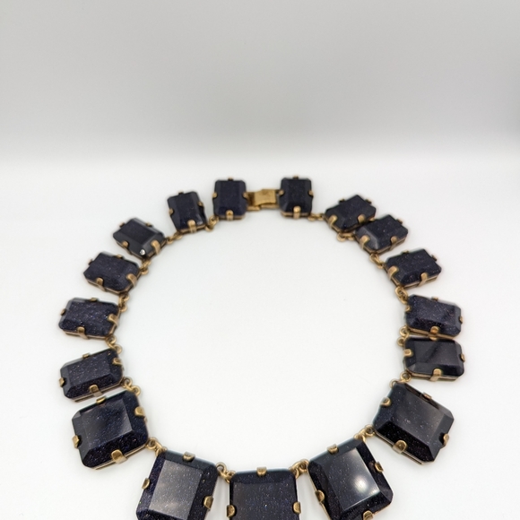 Huge Blue Goldstone Venetian Glass Haute Couture Runway RIVIERE NECKLACE - Picture 9 of 14